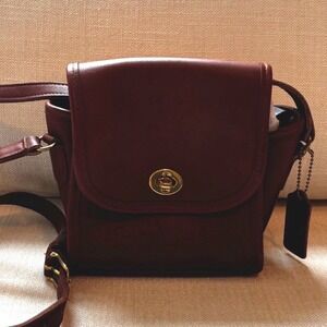 Vintage 90s Coach Emmie Flap Leather Bag Brown B7D 9018 Mahogany Crossbody
